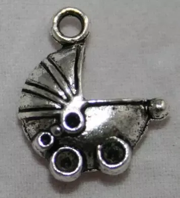 Korthobby Vogn sølv charm metallpynt