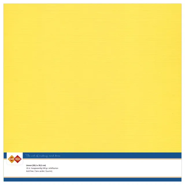 Korthobby Linen Cardstock Bright Yellow kartong gul strukturert