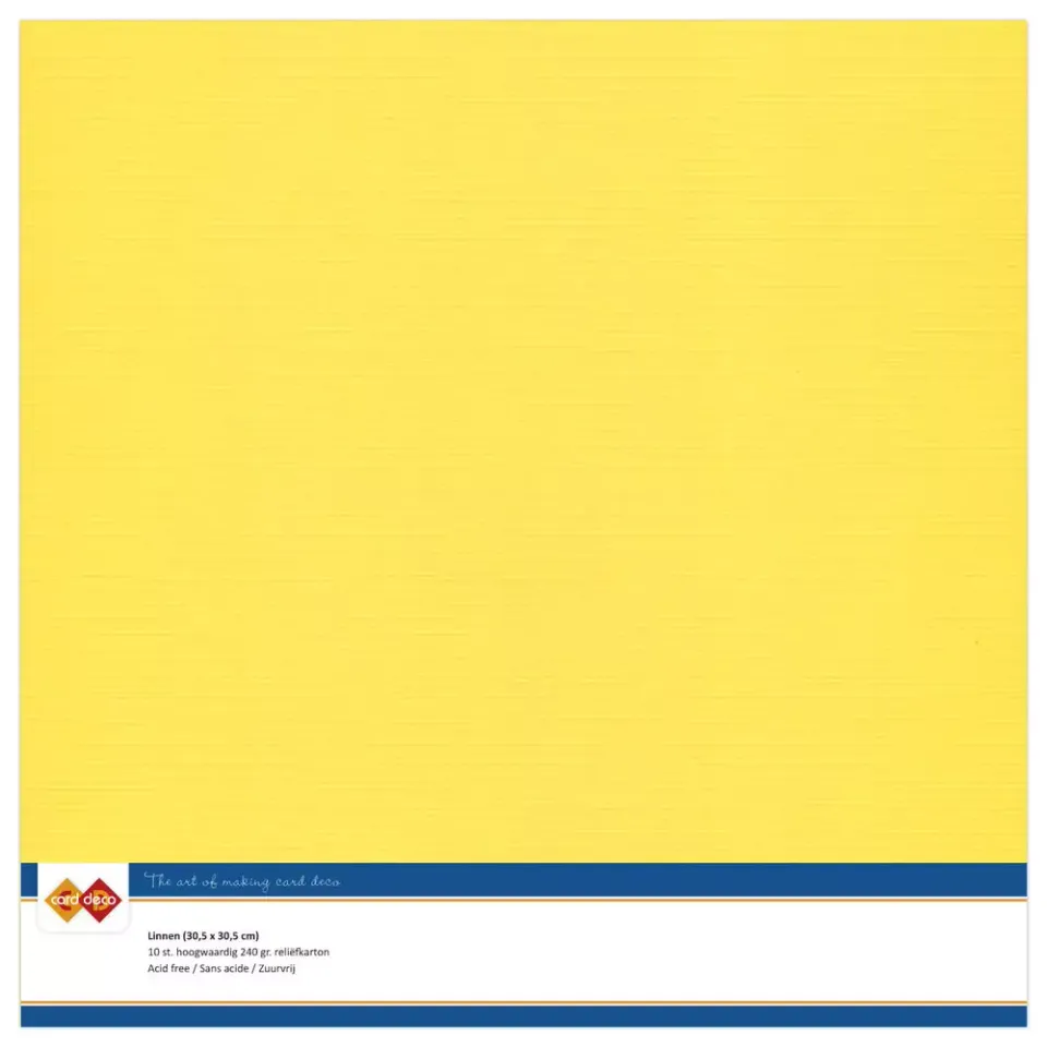 Korthobby Linen Cardstock Bright Yellow kartong gul strukturert