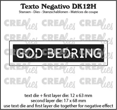 Crealies Texto Negativo God Bedring DK12H dies hilsen