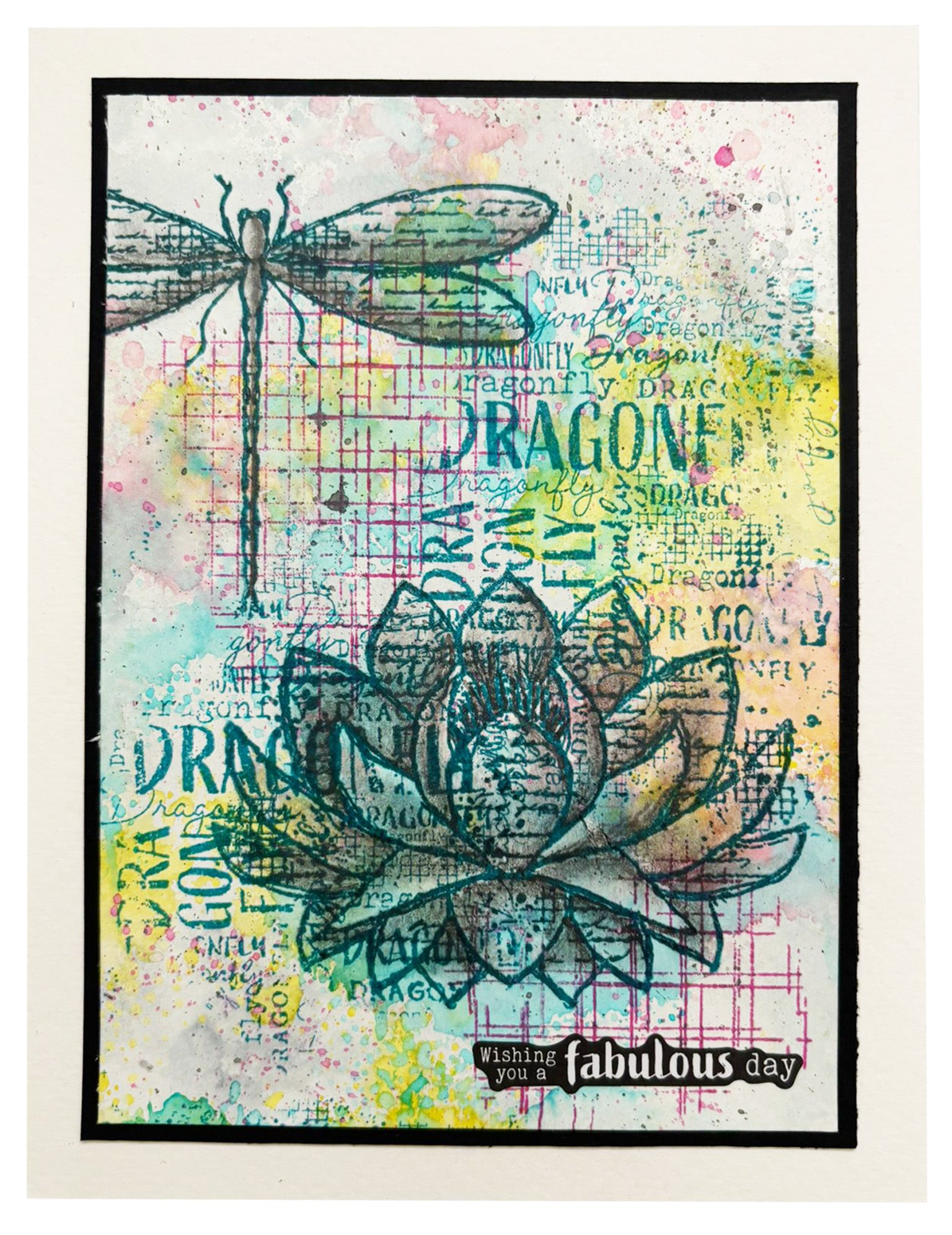 Studio Light Hazel Eaton Dragonfly Dreams Grunge Grid klarstempel