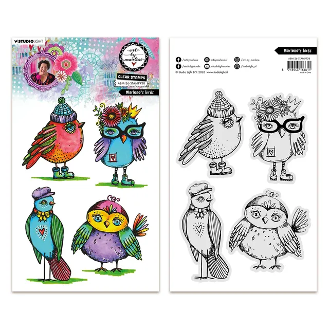 AALL & Create Marlene's Birds stempelsett A5 klart 4 motiv