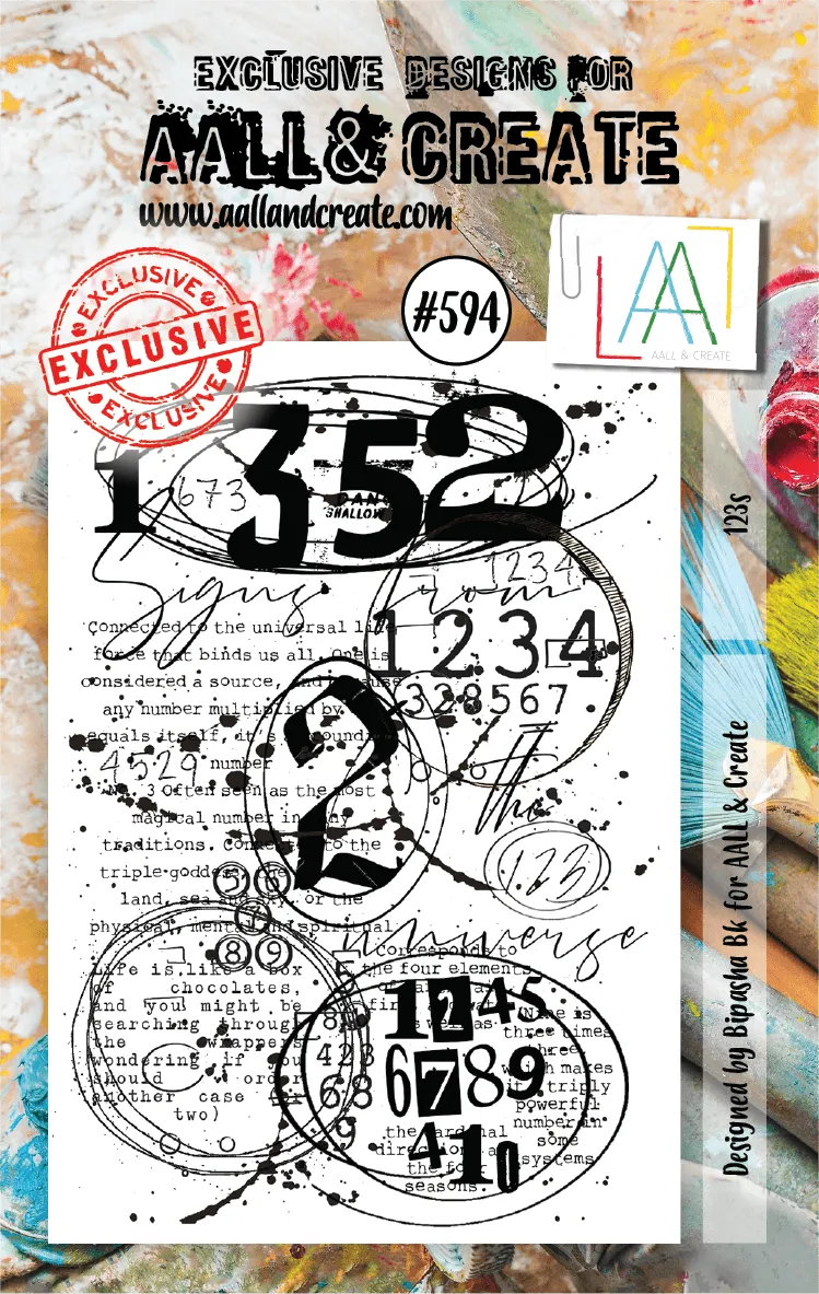 Aall & Create 594 123s stempelsett A7 tall
