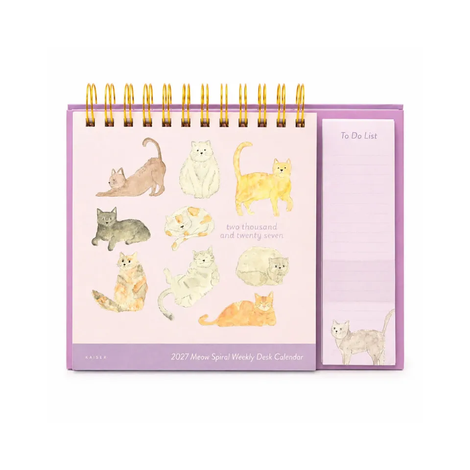 KaiserCraft Meow 2027 ukeplanlegger spiral skrivebordskalender