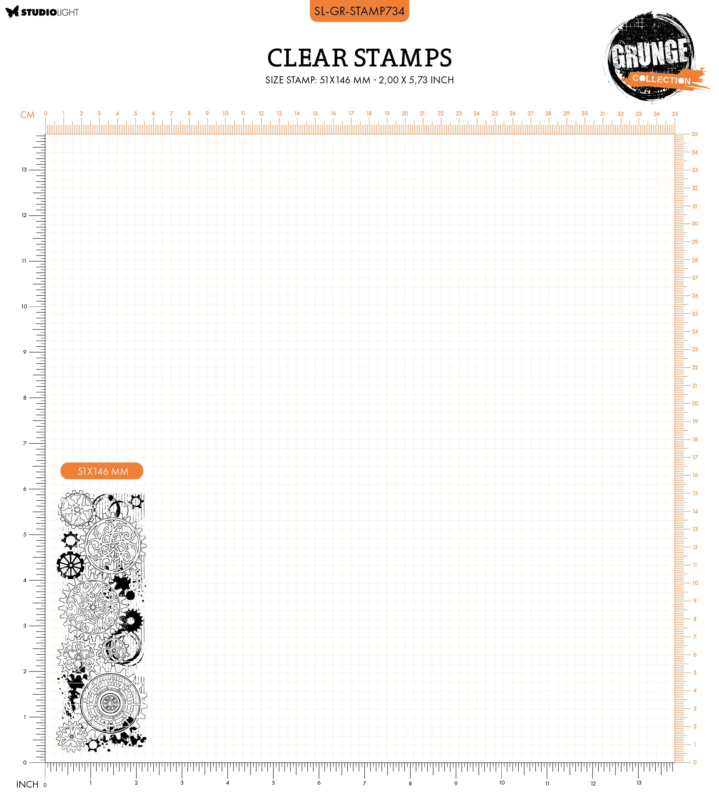 Studio Light Grunge Gear Background stempel tannhjul