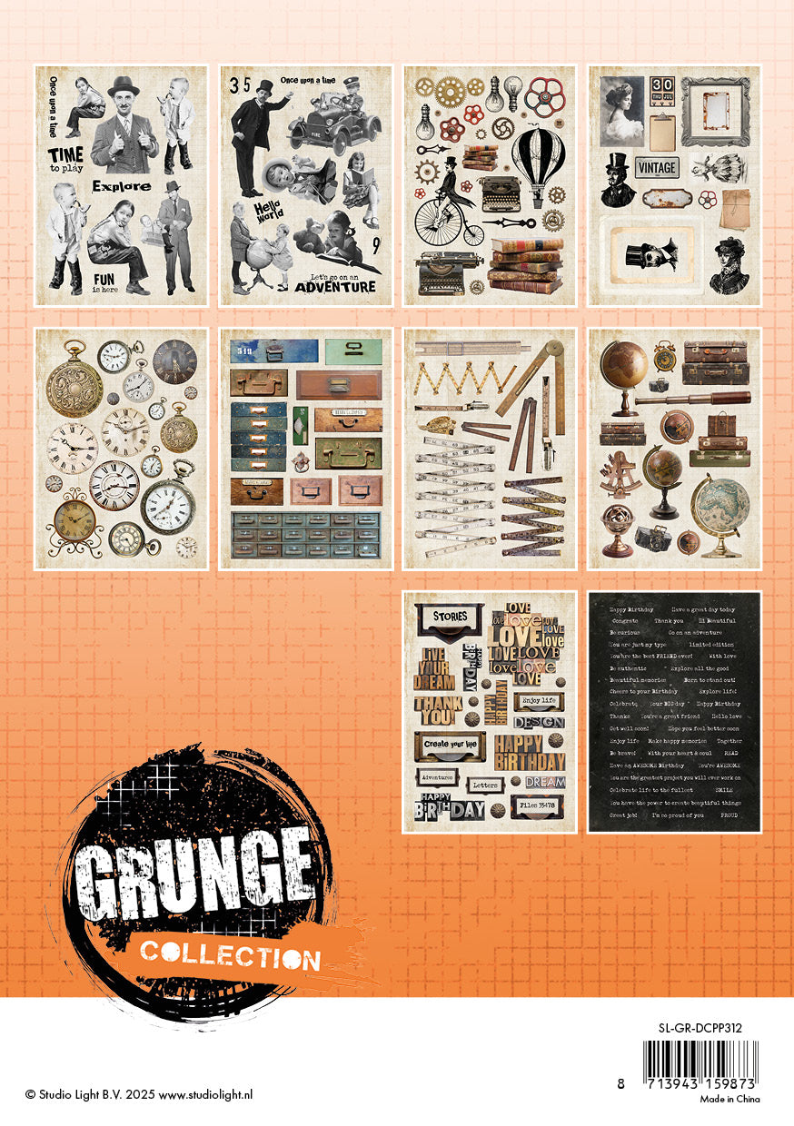 Studio Light Grunge papirelementer utstanset A5 vintage