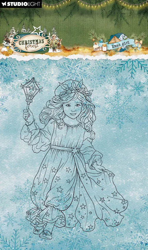 Studio Light Christmas Forest Xmas Girl stempel med jente