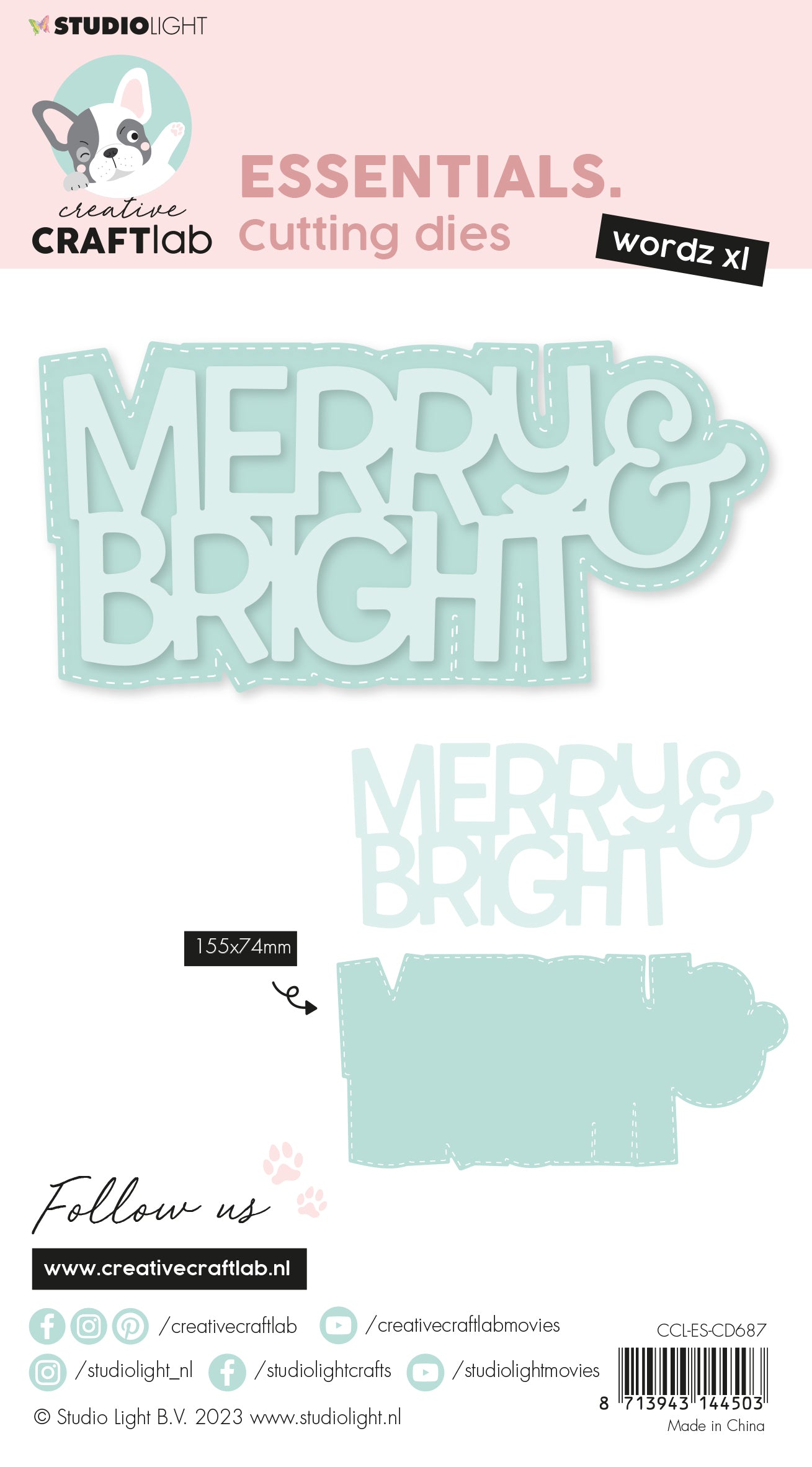Studio Light Creative Craftlab Wordz XL Merry and Bright dies jul