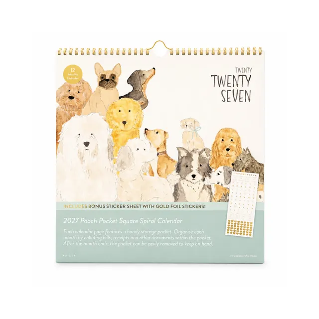 KaiserCraft 2027 Pocket Square Spiral kalender pooch lomme