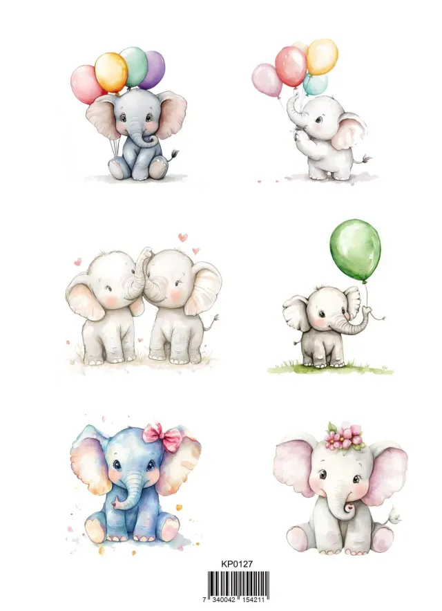 Reprint Cute Elephants klippark A4 baby