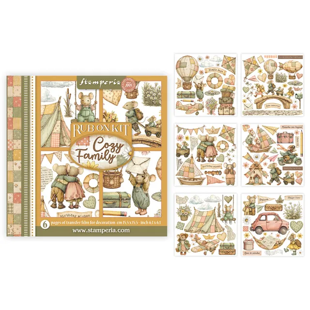 Stamperia Cozy Family rub-on 6-pakning assortert