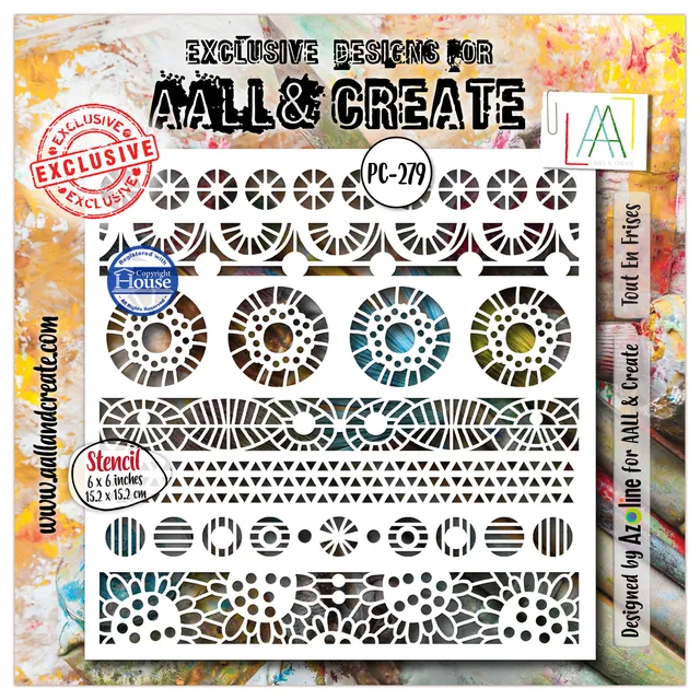 AALL & Create PC-279 Tout En Frises sjablong 15x15 cm