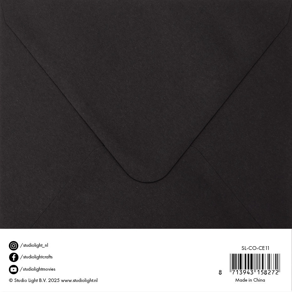 Studio Light Essentials kort og konvolutter sort 15x15 cm