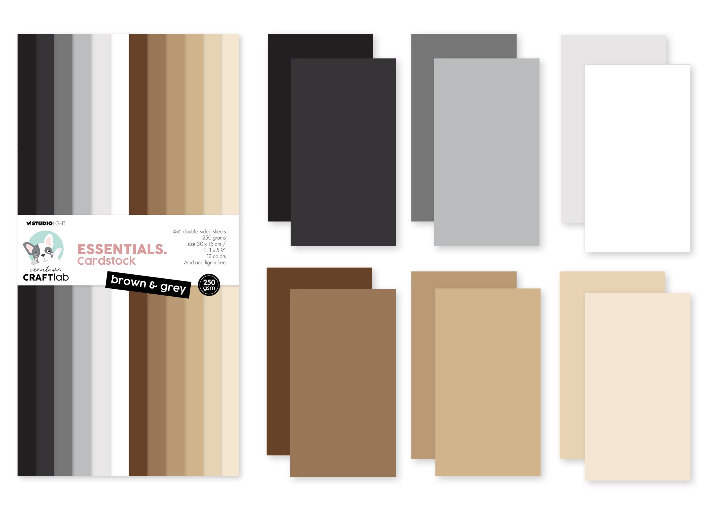 Studio Light Creative Craftlab papirblokk brun og grå