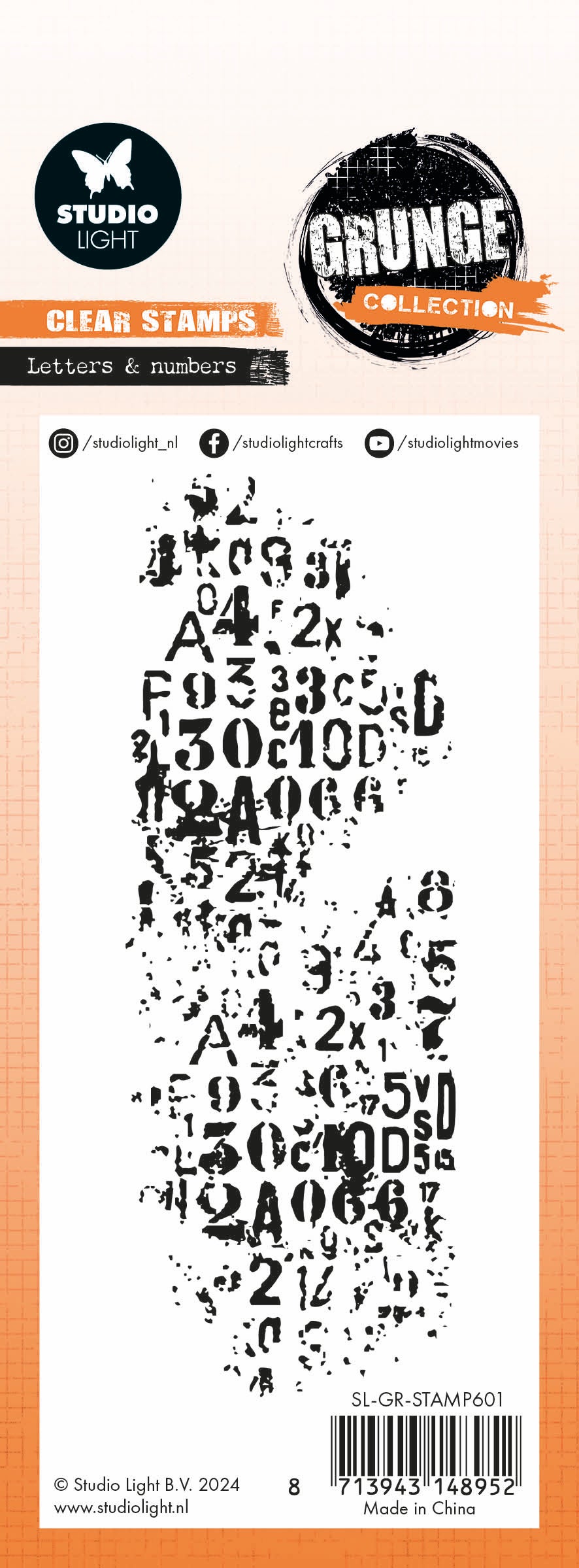 Studio Light Grunge Letters & Numbers klarstempel alfabet 51 mm