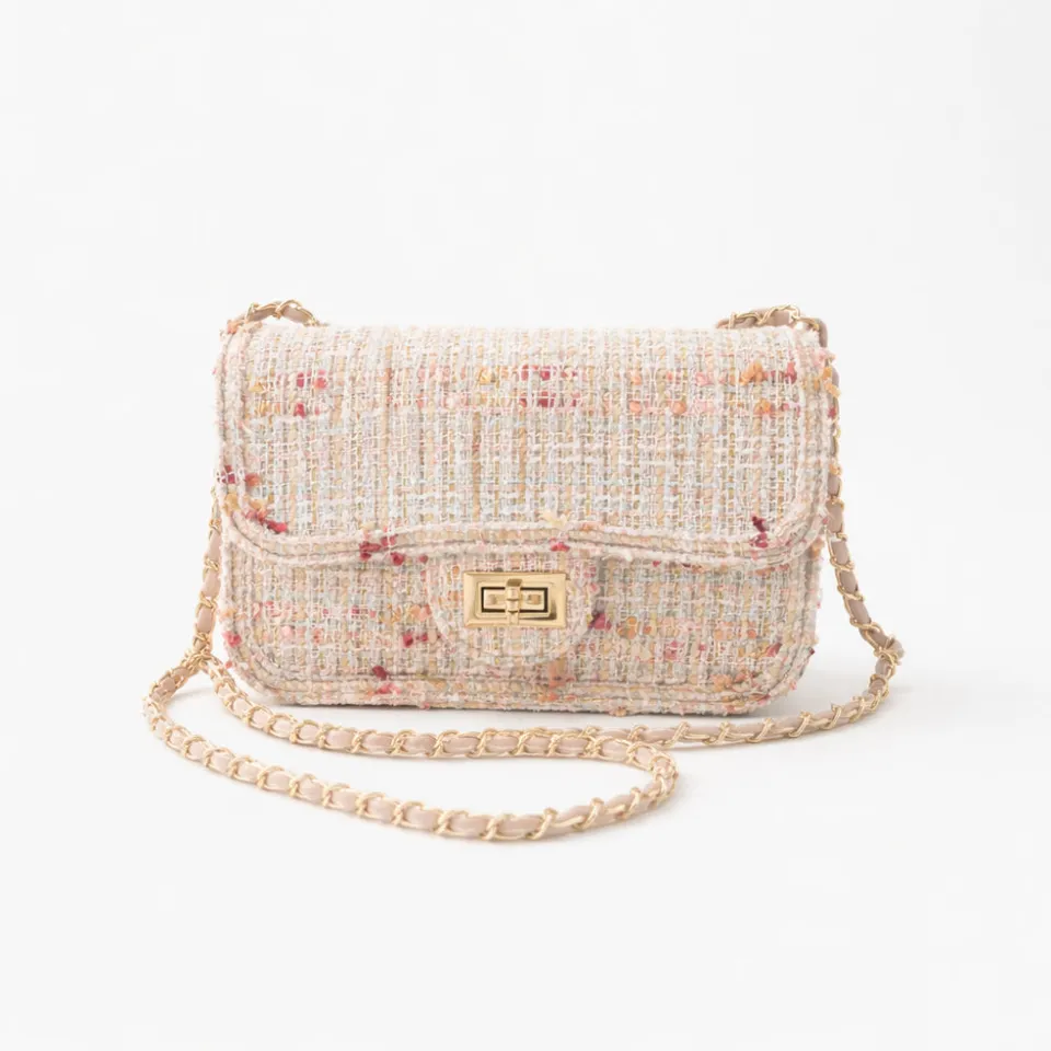 K&Co Petal Pink bouclé miniveske skulderveske 20 cm