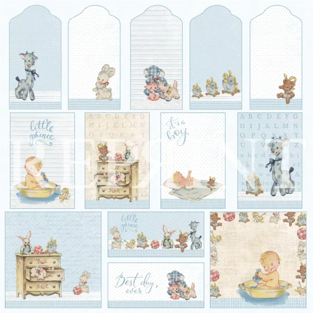 Reprint It's a Boy Tags 12x12 mønsterpapir