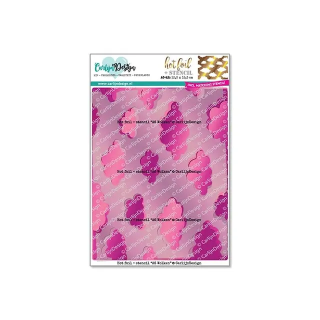 CarlijnDesign CDHF-0057 hot foil skyer + sjablong 15,3x12