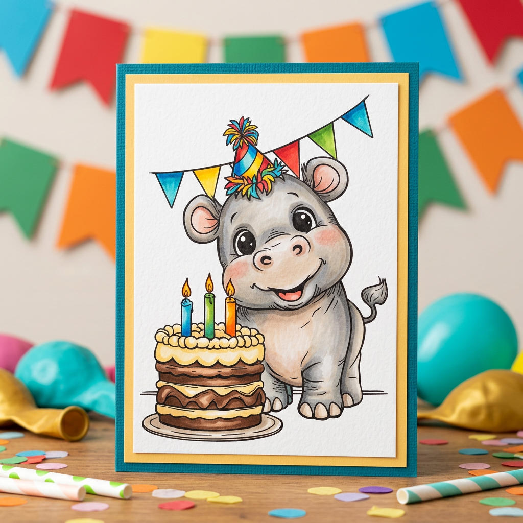 Studio Light Essentials Hippo Birthday stempelsett bursdag