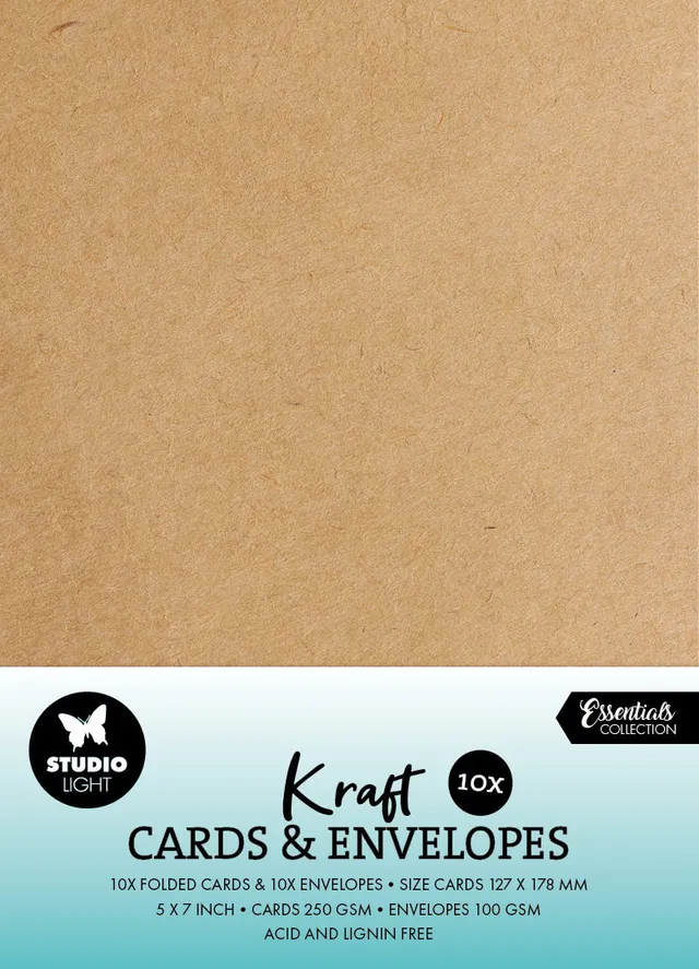 Studio Light Essentials kort og konvolutter Kraft 5x7 inch brun