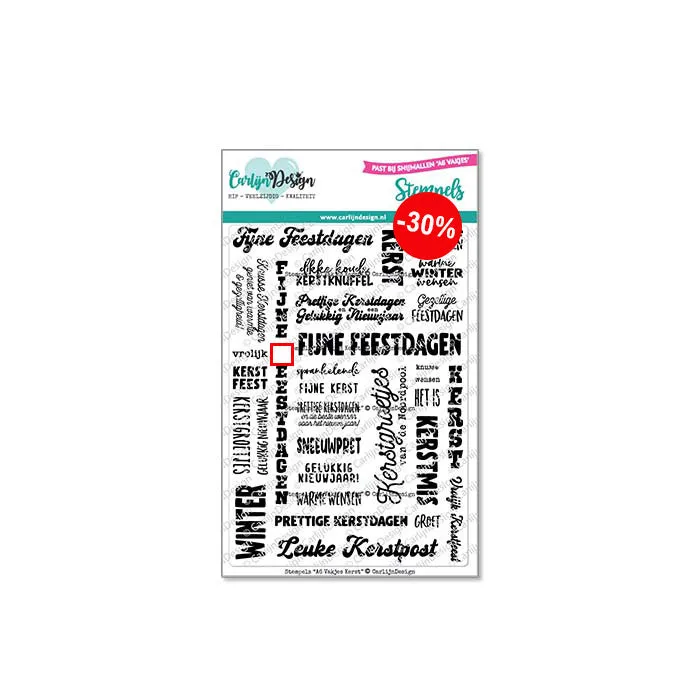 CarlijnDesign Vakjes Kerst CDST-0129 stempel A6 nederlandske juletekster