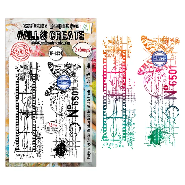 AALL & Create TP-1334 Splatter Film stempelsett A6 bakgrunn