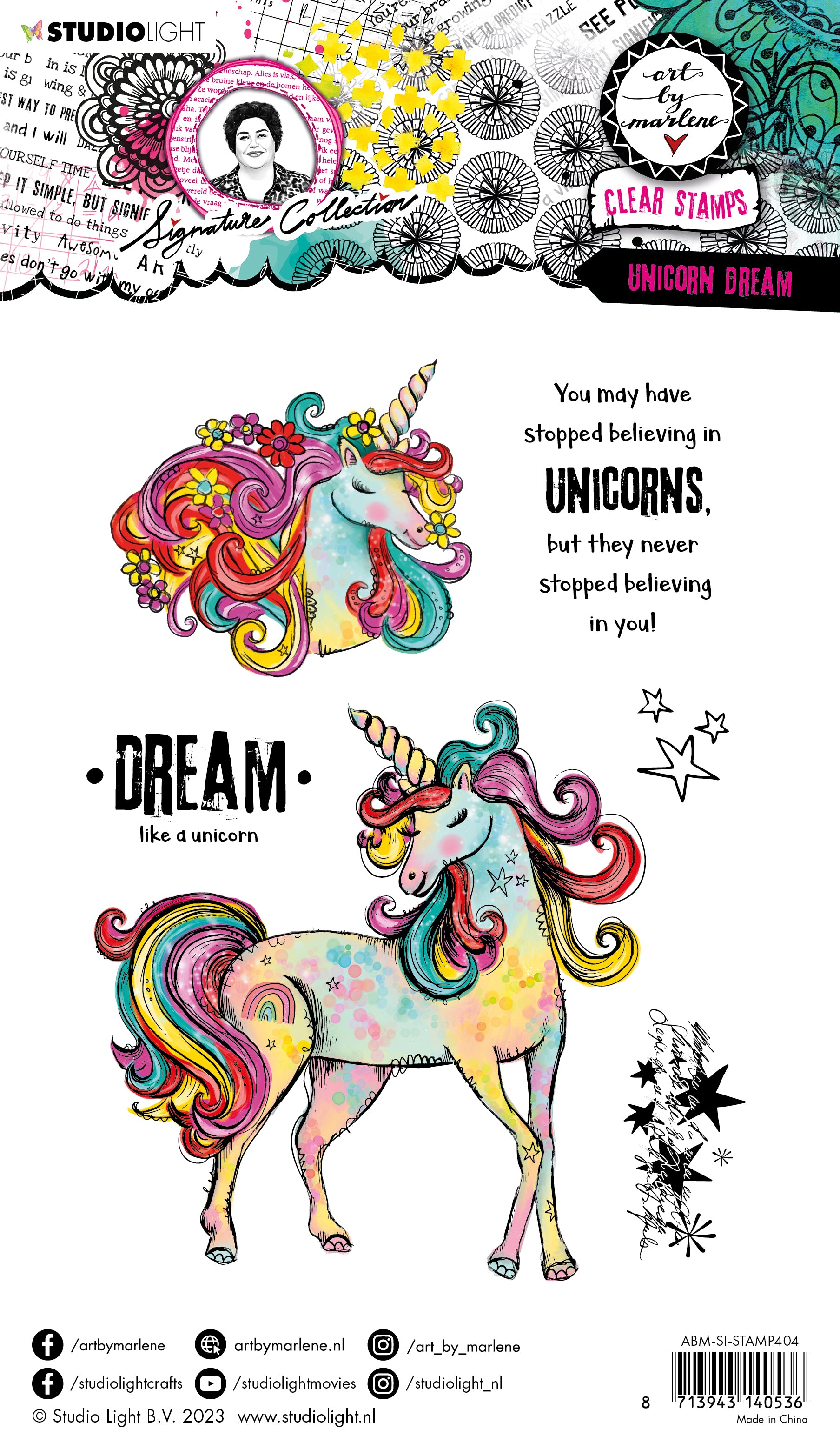 Art by Marlene Signature Unicorn Dream clear stamps