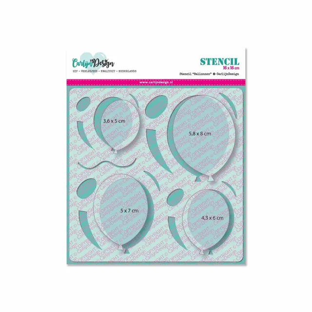 CarlijnDesign Ballonnen CDSC-0002 sjablong 16x16 bursdag