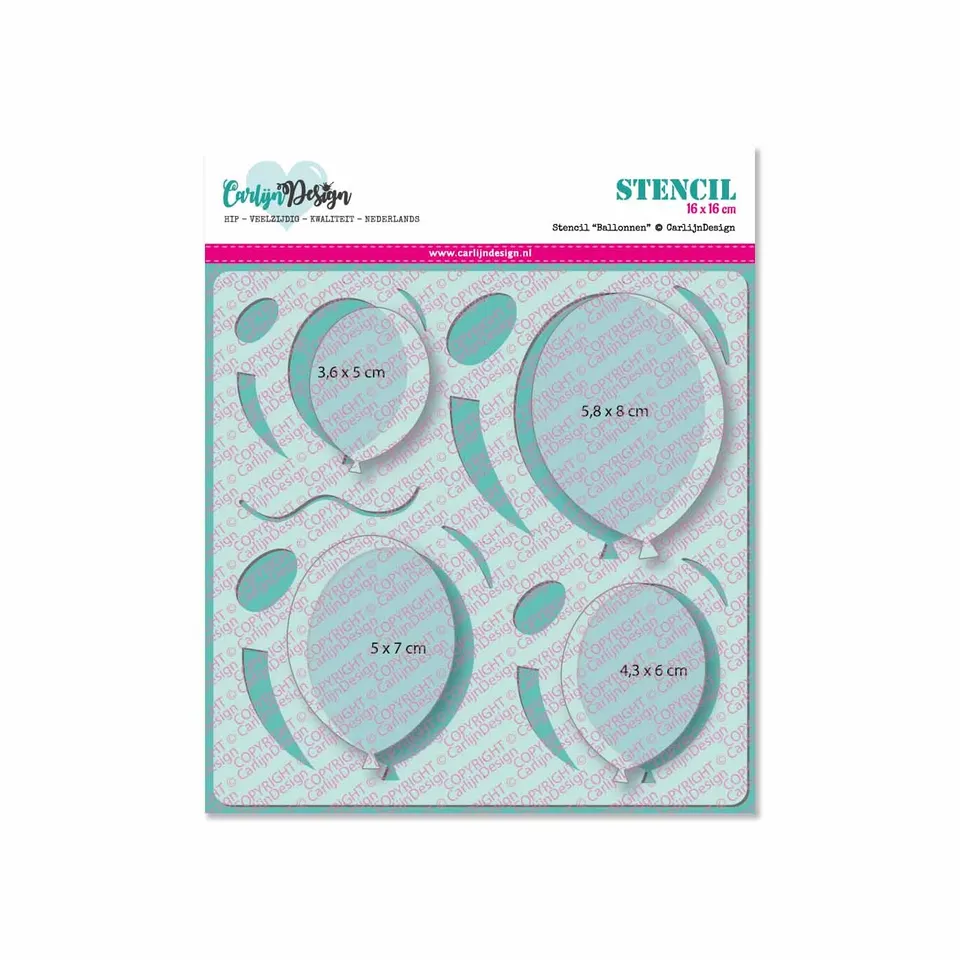 CarlijnDesign Ballonnen CDSC-0002 sjablong 16x16 bursdag