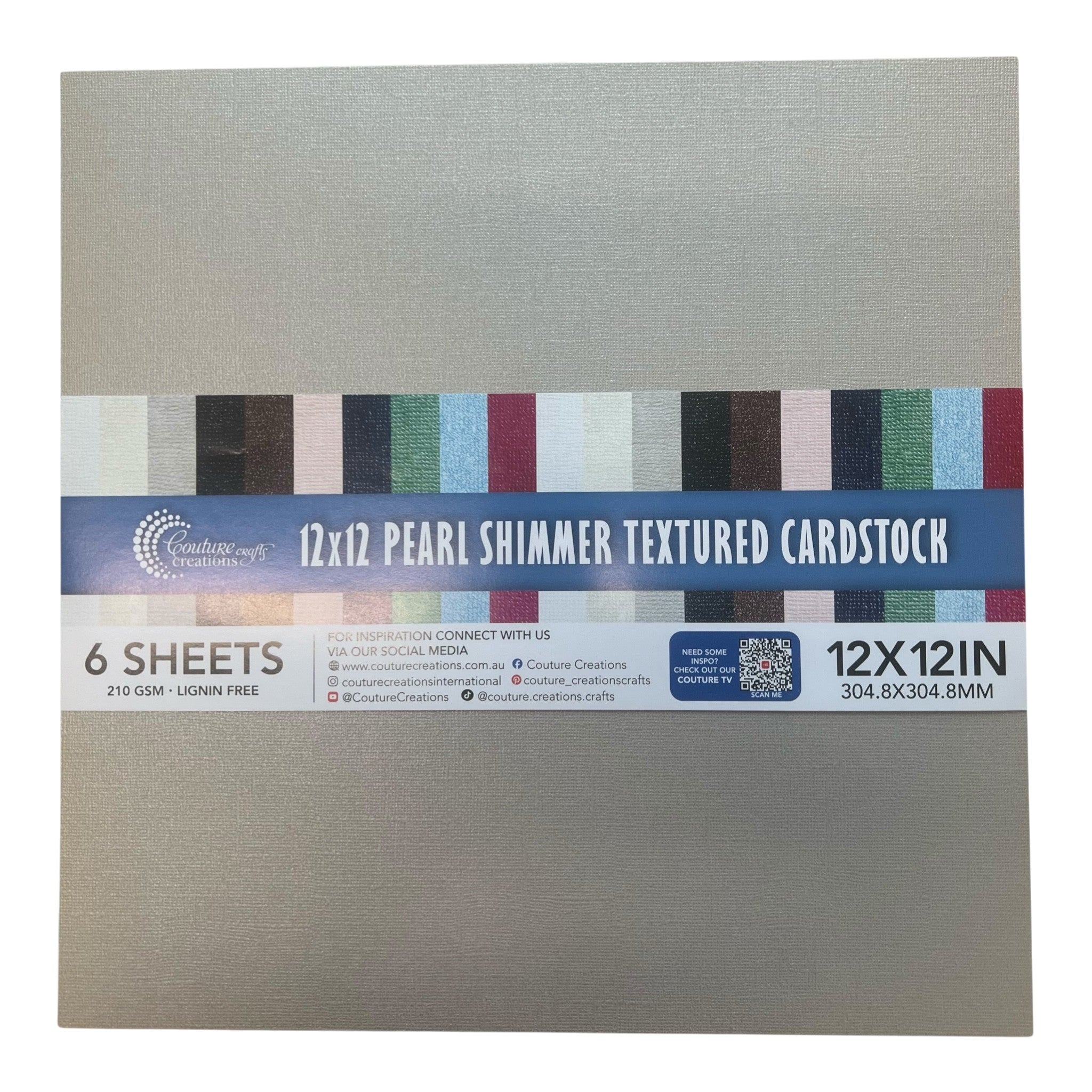 Couture Creations Silver Pearl Shimmer Cardstock 12x12 6 ark