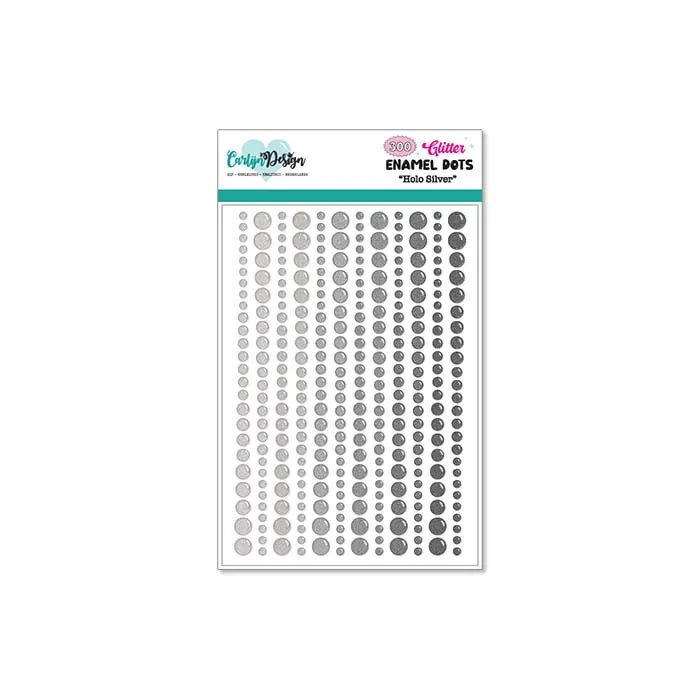 CarlijnDesign Holo Silver Glitter enamel dots CDED-0009 300 stk grå