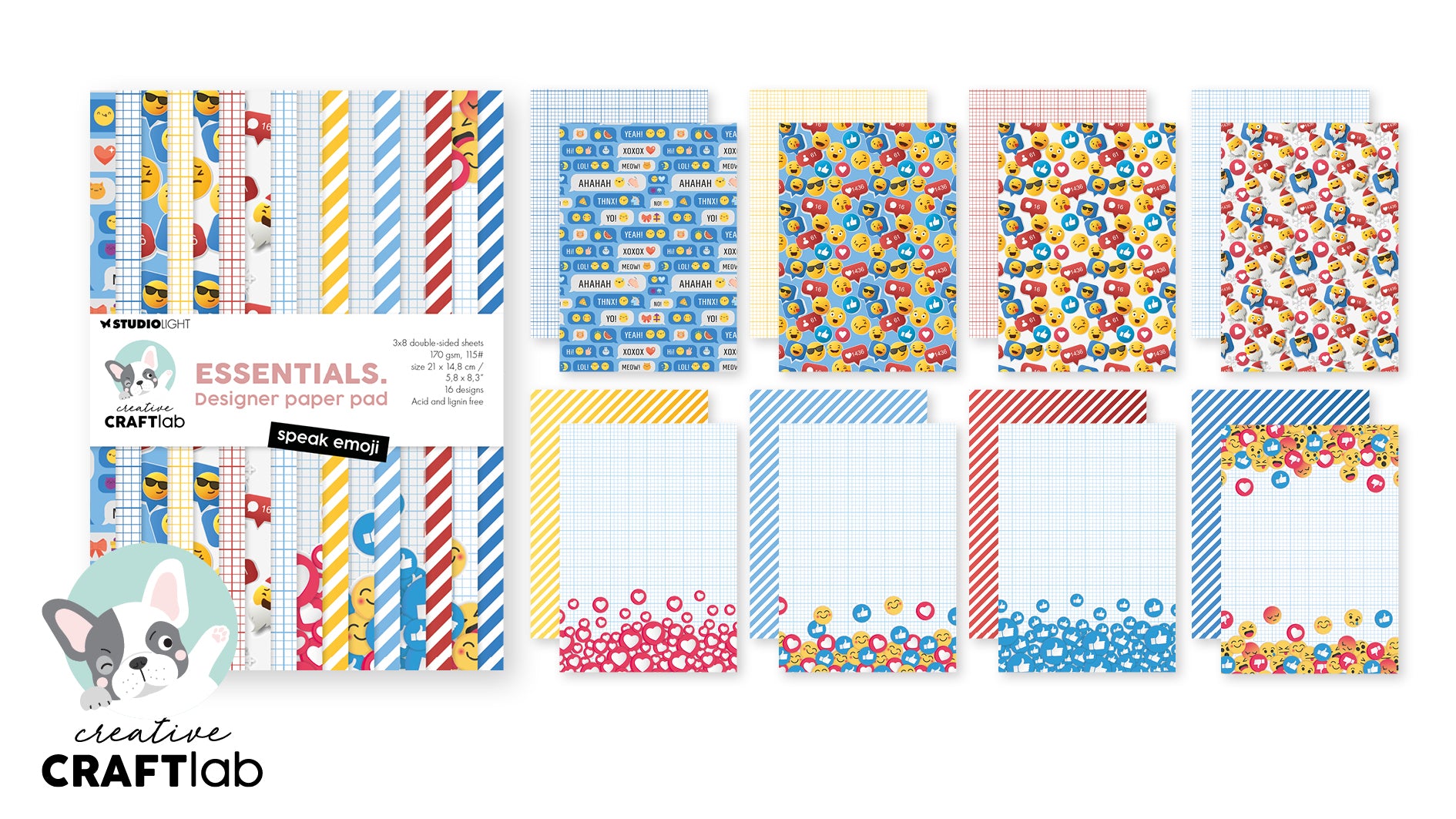 Studio Light Creative Craftlab Speak emoji papirblokk A5