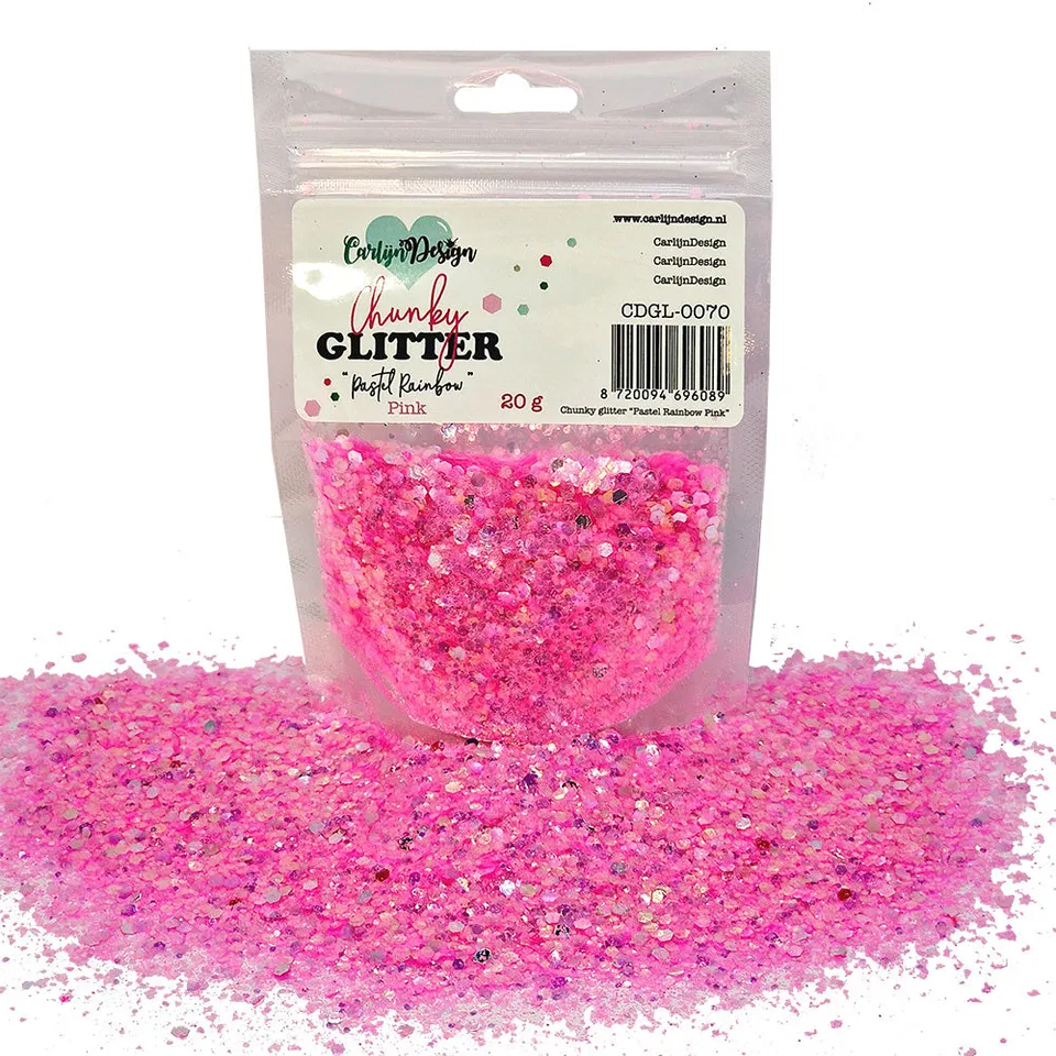CarlijnDesign Chunky Pastel Rainbow Pink CDGL-0070 glitter 20g