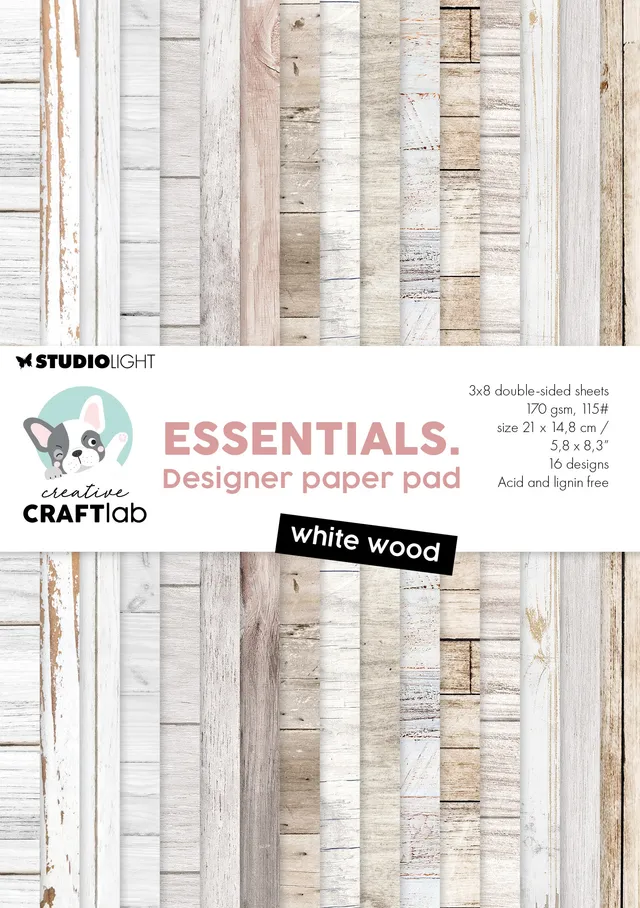 Studio Light Essentials White Wood designpapir 24 ark