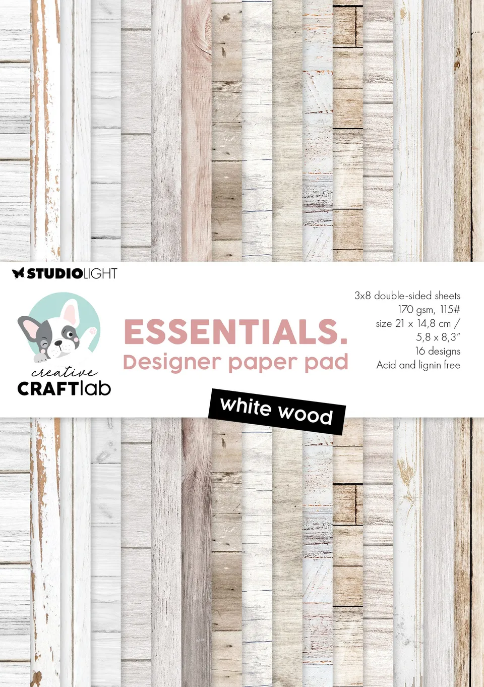Studio Light Essentials White Wood designpapir 24 ark