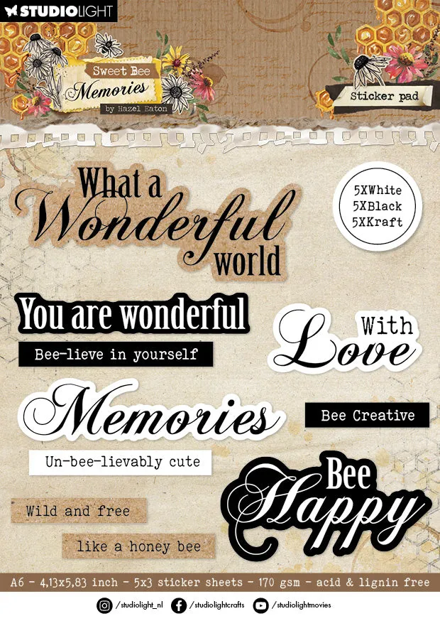 Studio Light Sweet Bee Memories stickerblok sentiments A6