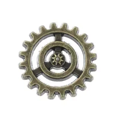 Korthobby Tannhjul 16 bronse charm metallpynt