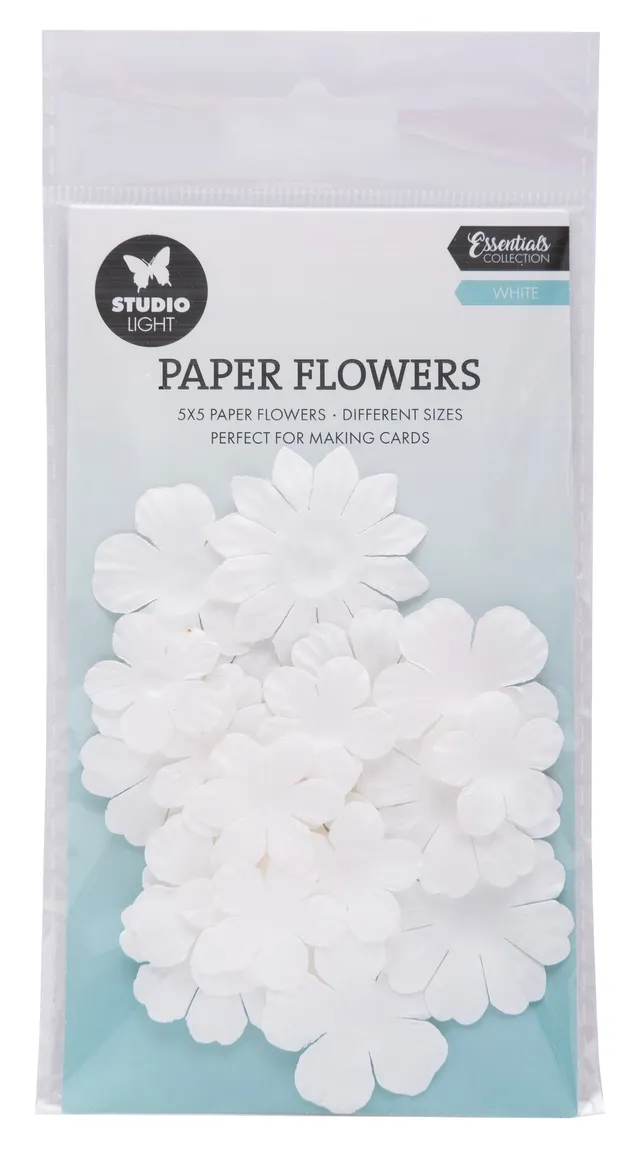 Studio Light Essentials Paper Flowers 25 stk hvit