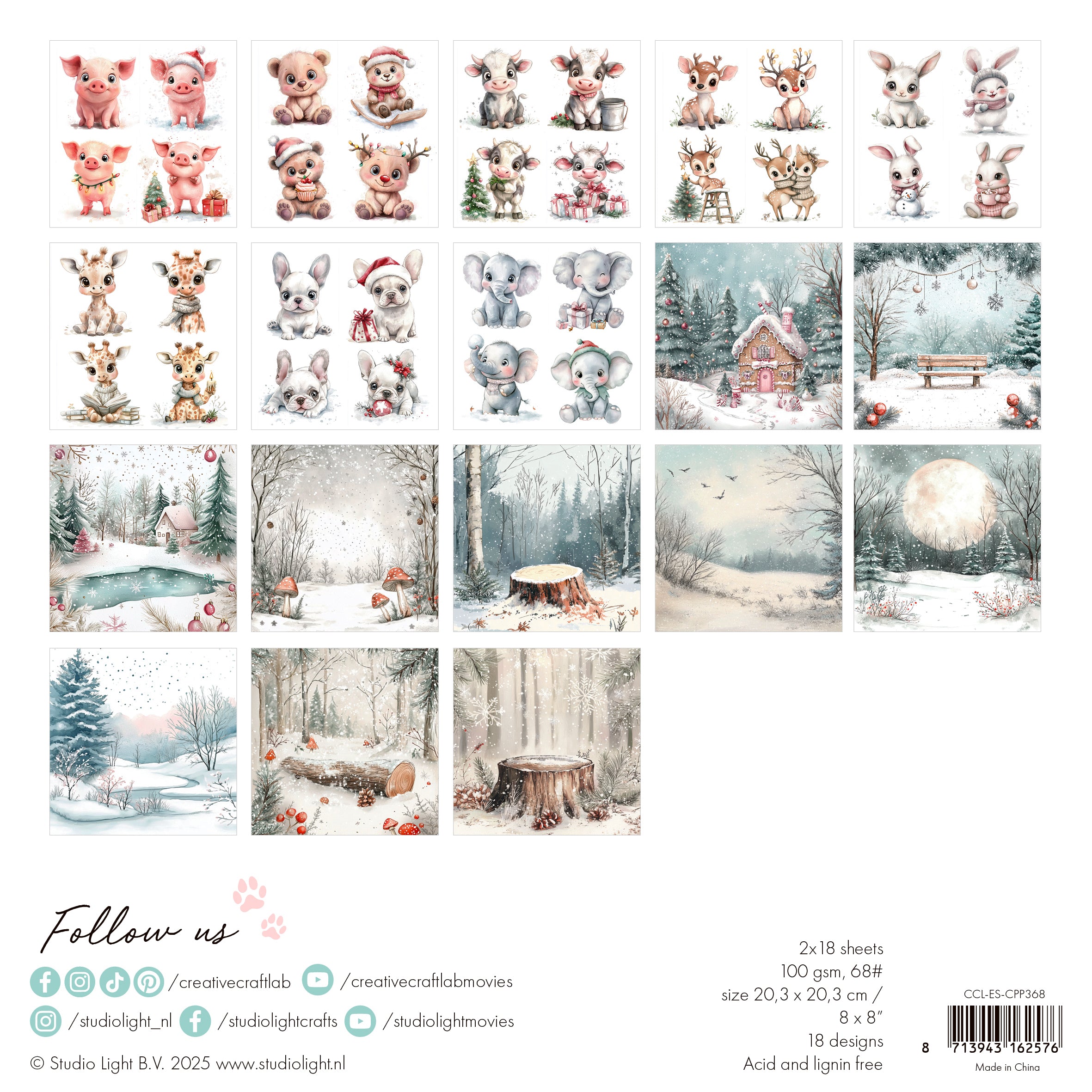 Studio Light Creative Craftlab kollasjblokk Holly Jolly 36 ark