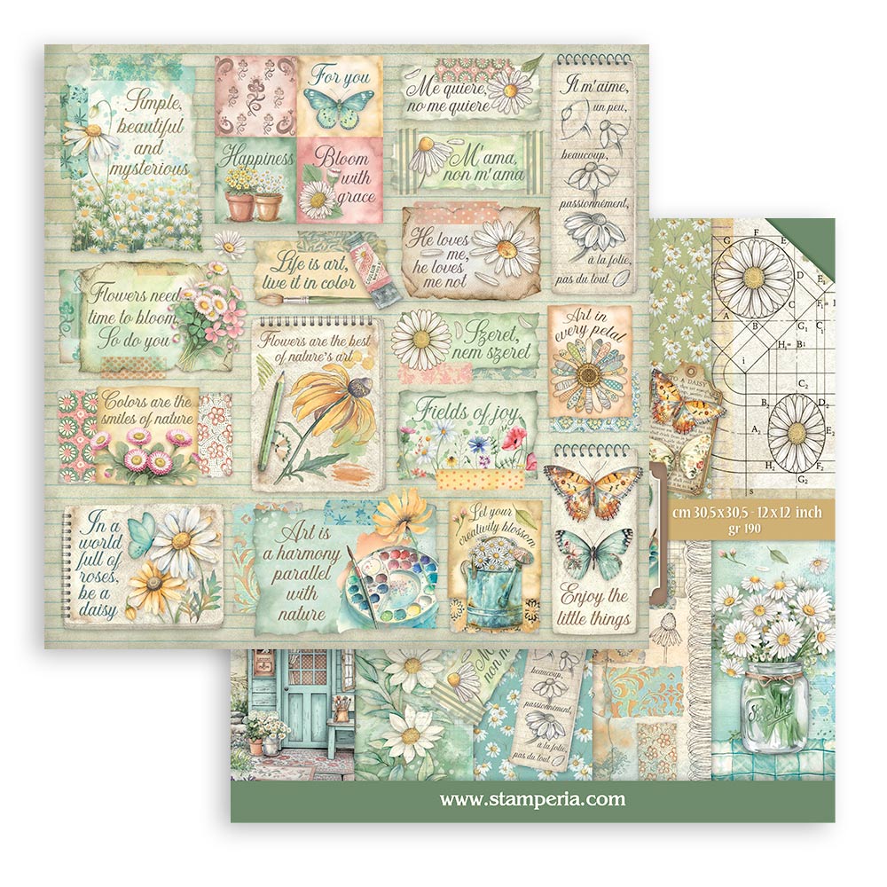 Stamperia Daisy Art papirpakke 30x30 cm margeritt