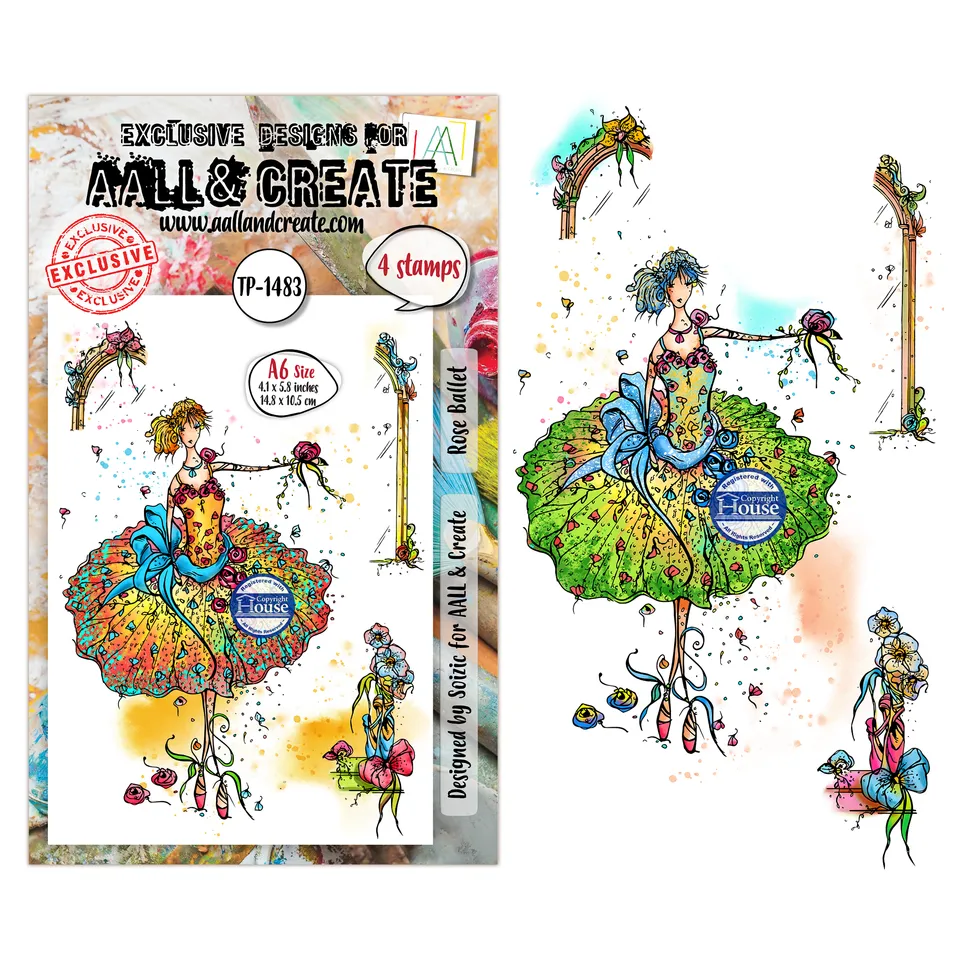 Aall and Create TP-1483 stempelsett A6 rose ballet 4 motiv
