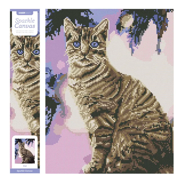 KaiserCraft Sparkle Kits diamantmaling katt 40 x 50 cm rund