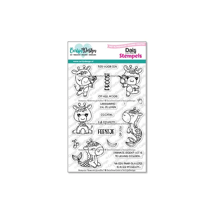 CarlijnDesign Zomerse Giraffen CDST-0146 stempelsett A6 sommer