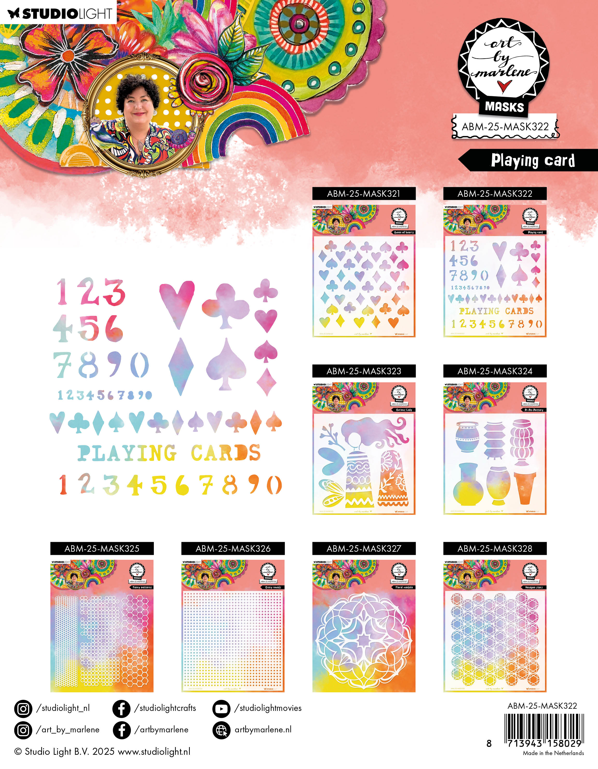 Studio Light Art by Marlene Playing Card maske 203 mm