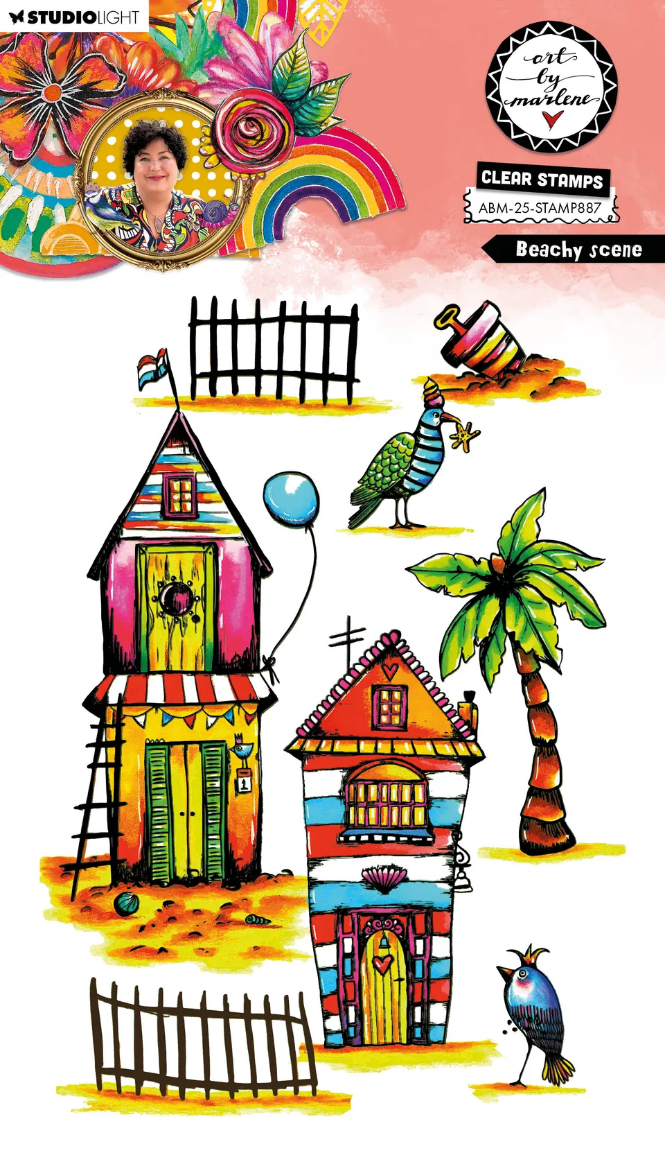 Studio Light Art By Marlene 2025 clear stamp Beachy scene A5